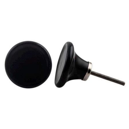 Black Round Solid Door Knob